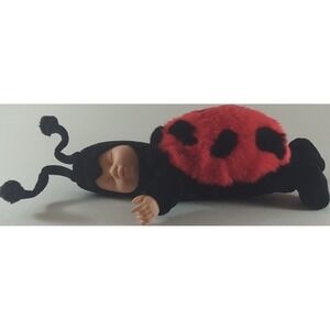 Anne Geddes Ladybug Baby Doll 9in Eyes Closed Cloth Plastic Original